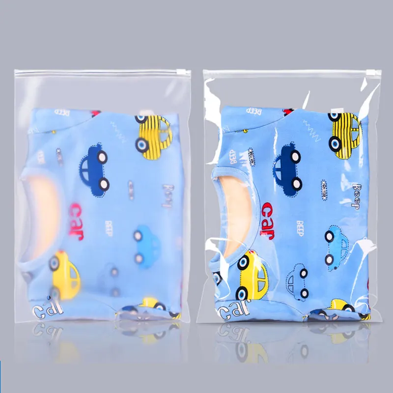 Clothing store tote bag zipper bag customize thickened frosted transparent plastic bag for t-shirt printing logo