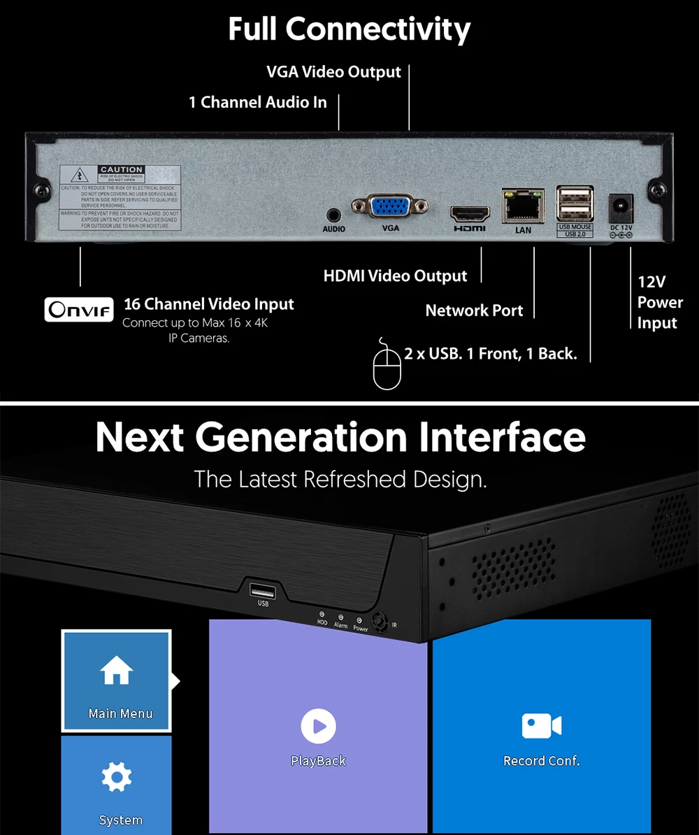 Imagem -05 - Nvr H.265 Onvif Gravador de Vídeo em Rede para Câmeras ip 1080p 3mp 4mp 5mp 8mp Xmeye Nvr Face Detect P2p Cloud 24 Gravador Cctv com 4tb Sata Hdd 16ch 4k