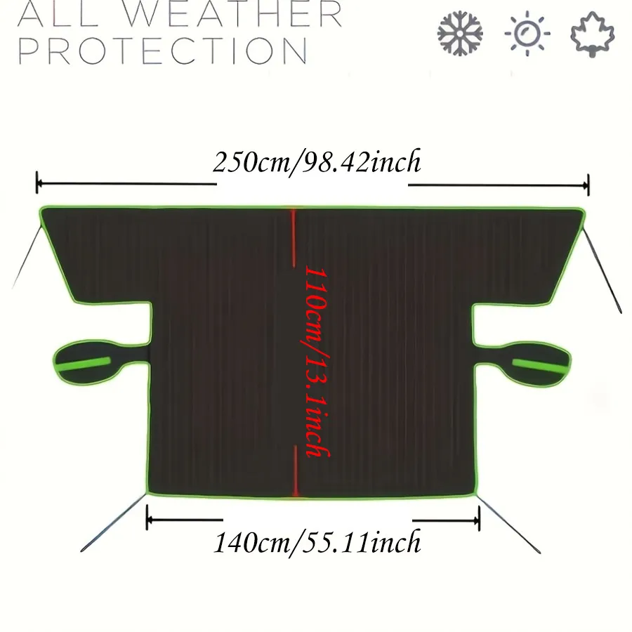 Auto-Windschutzscheiben-Schneedecke mit 6 Starken Magneten, Verstärkter Rand Frost-Eis-UV-Sonnenschutz mit Reflektierenden Streifen Spiegelabdeckungen – Detail 7