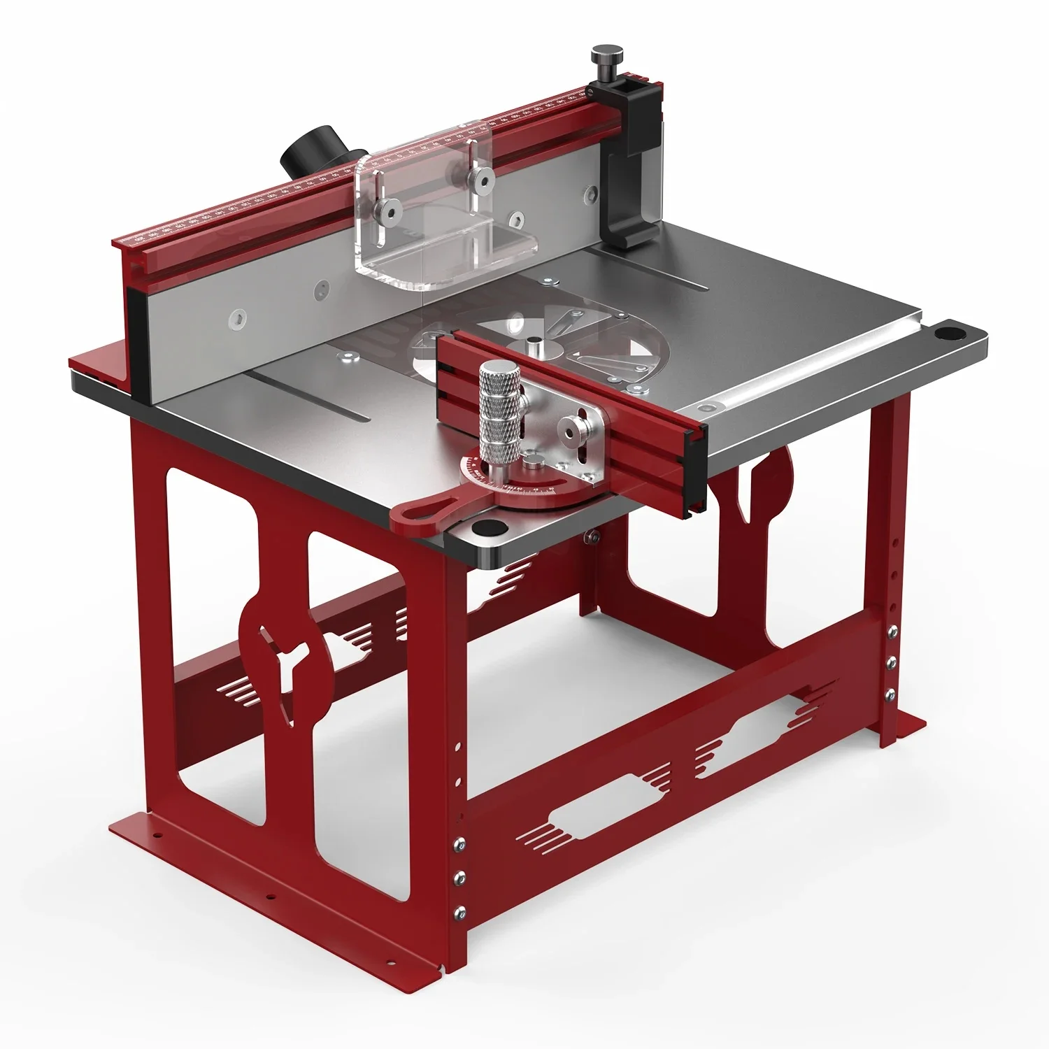 ENJOYWOOD Tisch-Router-Tischwerkbank mit Gehrungslehre / Profilzaunsystem / Staubsammelanschluss für die meisten Router