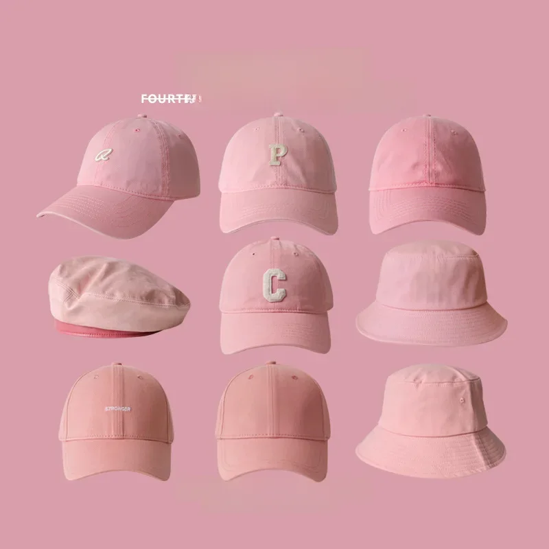 Chapeau de baseball brodé de lettres de mode pour les femmes, chapeau de bouton rose pour les femmes, chapeau de baseball réglable en coton
