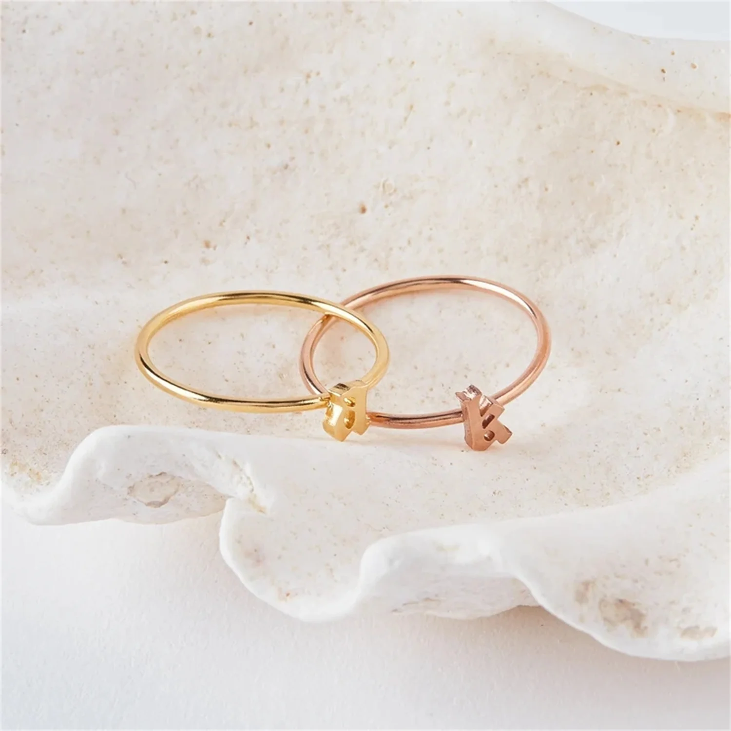 Personalized Initial Ring Customized Letter Ring Dainty Stacking Ring Custom Gold Plated Jewelry Anniversary Gift For Couples