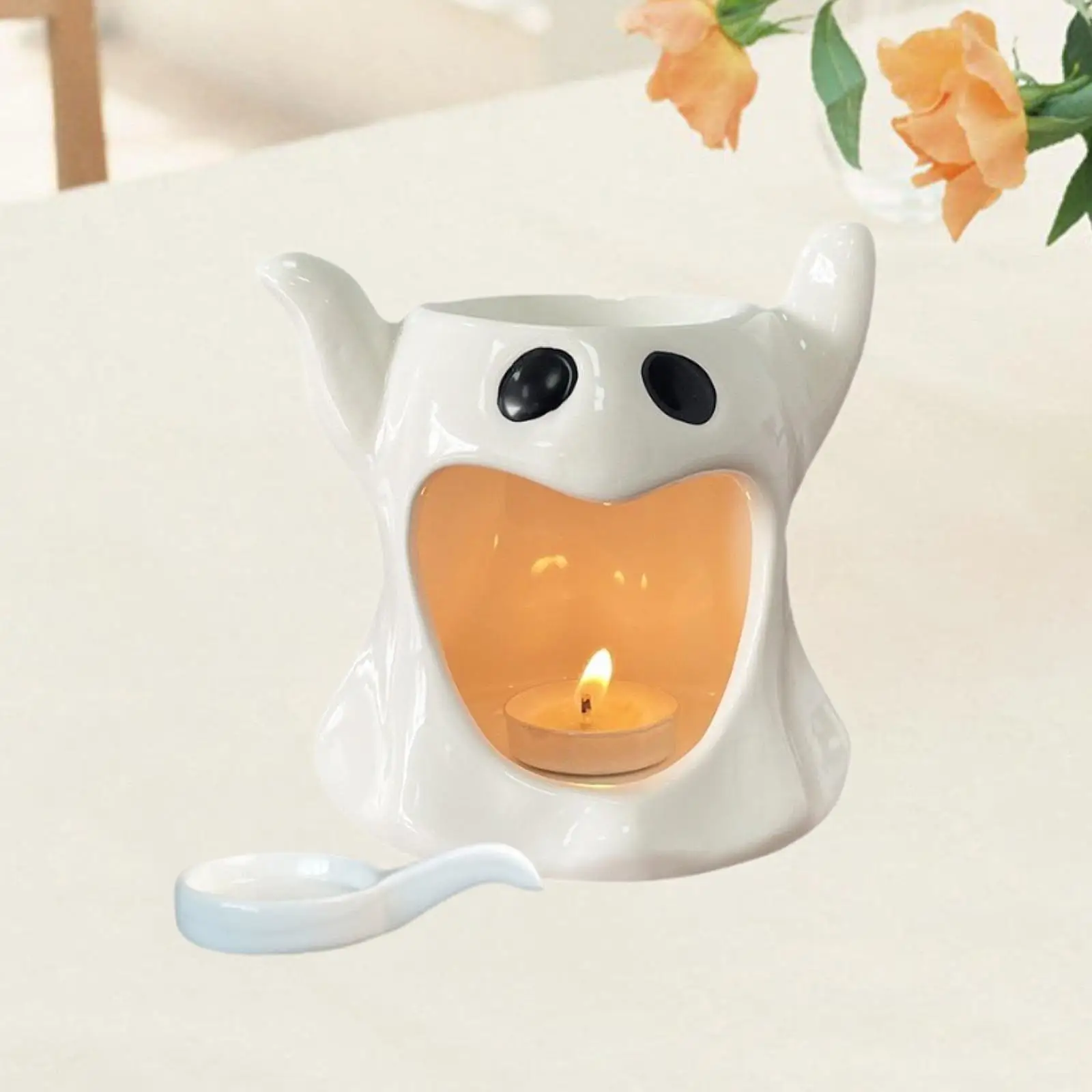 Halloween Ghost Essential Oil Burner Tealight Candle Holder Wax Melt Burner Aroma Oil Warmer for Home Living Room SPA