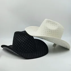 Studded Rhinestone Cowgirl Hat Rhinestone Denim Cowboy Hat for women men's canvas hat unisex black cowboy hat Party hat