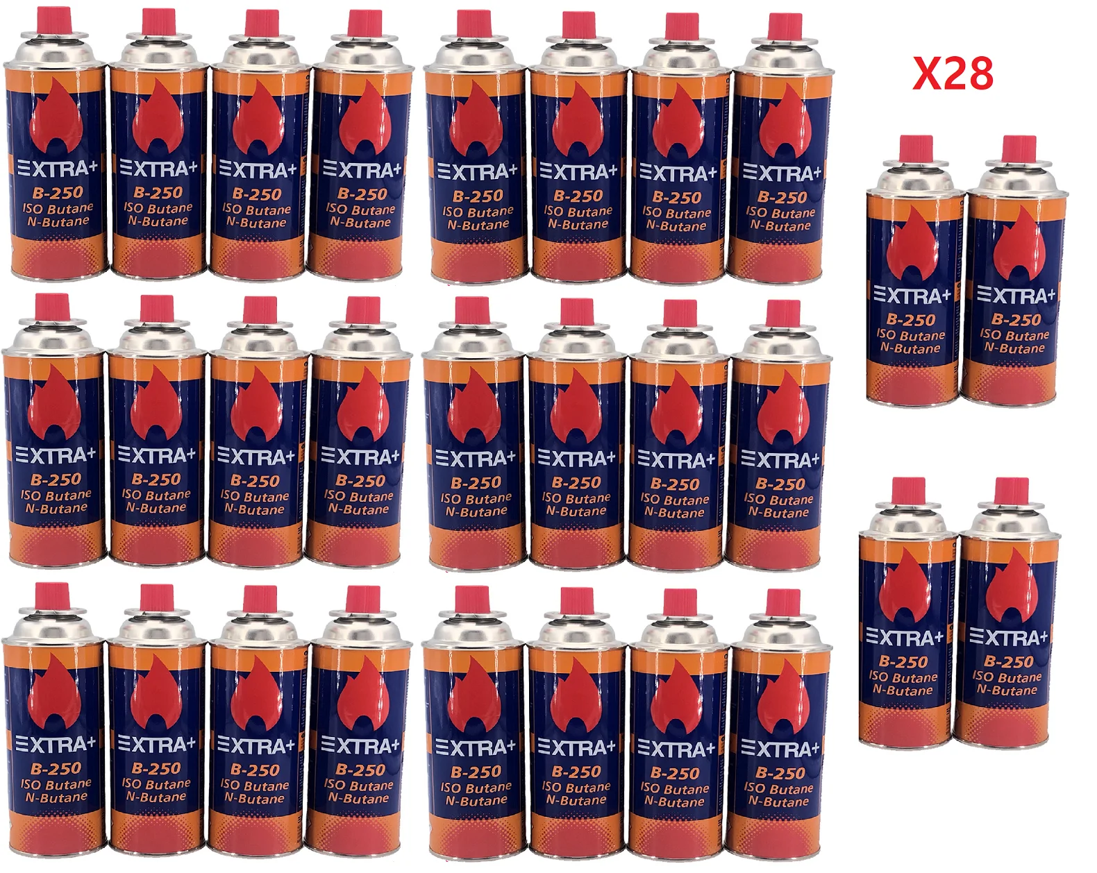 Pack De 28 Cartuchos de Gas bombonas Extra+ 227g para hornillos quemadores como butsir y superego (28)