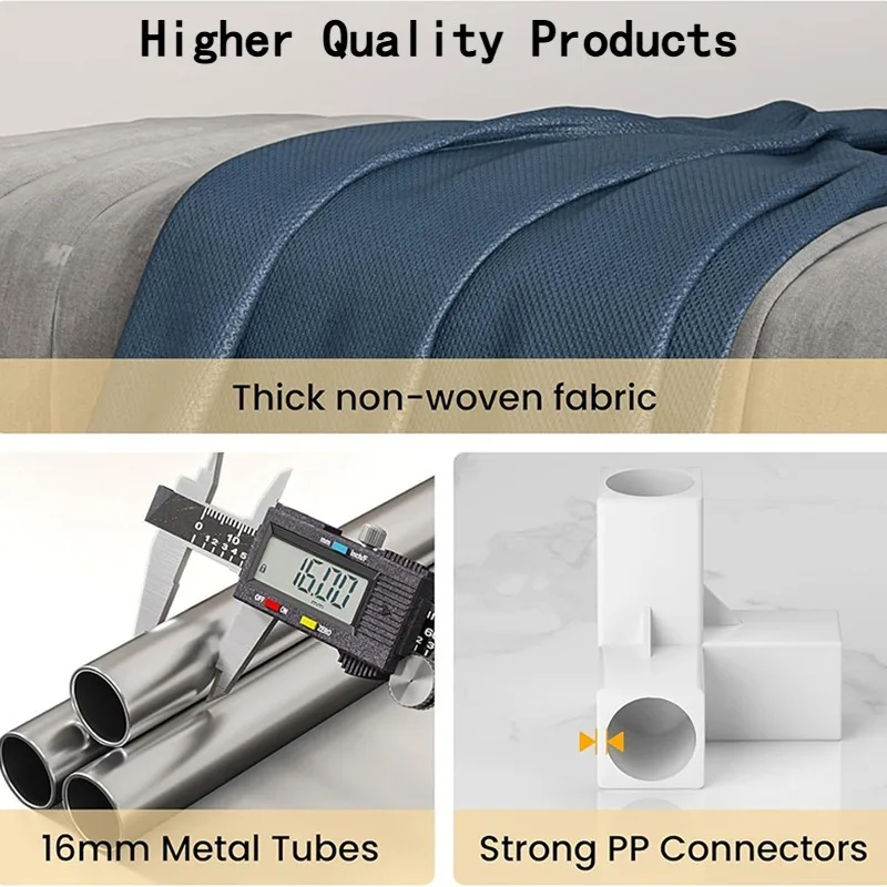 작은 공간을 위한 휴대용 옷 정리함 - 견고한 16mm 금속 프레임, 3칸 + 3개의 걸이 공간 + 3개의 서랍, 먼지 방지 옷장