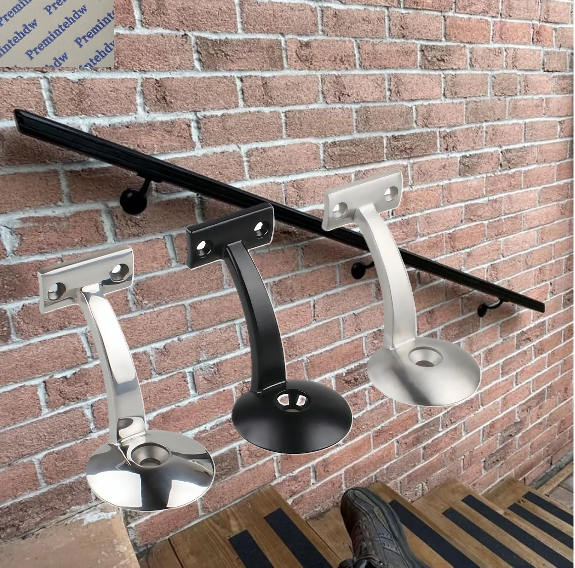 

2Pcs Wall Mount Hand Rail Bracket Casted SUS304 Shiny Satin Matte Black