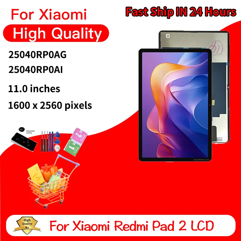 11“New For Xiaomi Redmi Pad 2 LCD 25040RP0AG, 25040RP0AI Display Touch Screen Digitizer Panel Assembly