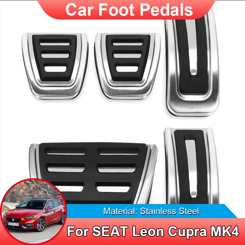 

AT MT Car Foot Pedals Stainless Steel Gas Brake Restfoot Pedal Pad Protector for SEAT Leon Cupra Leon Mk4 KL1 KL8 2020 2021 202