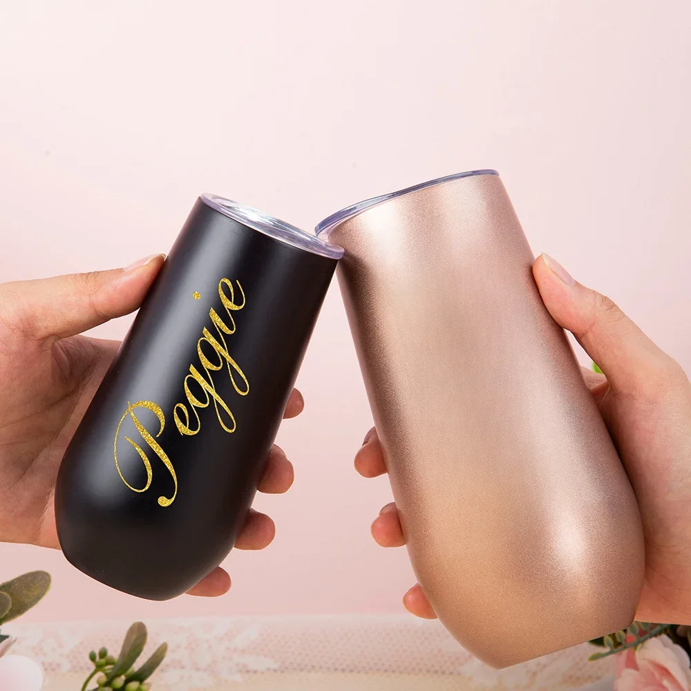 Flûte à Champagne Personnalisée en Acier Inoxydable, Gobelet de Demoiselle d'Honneur, ixdes Patients, Cadeau de Proposition, 6oz