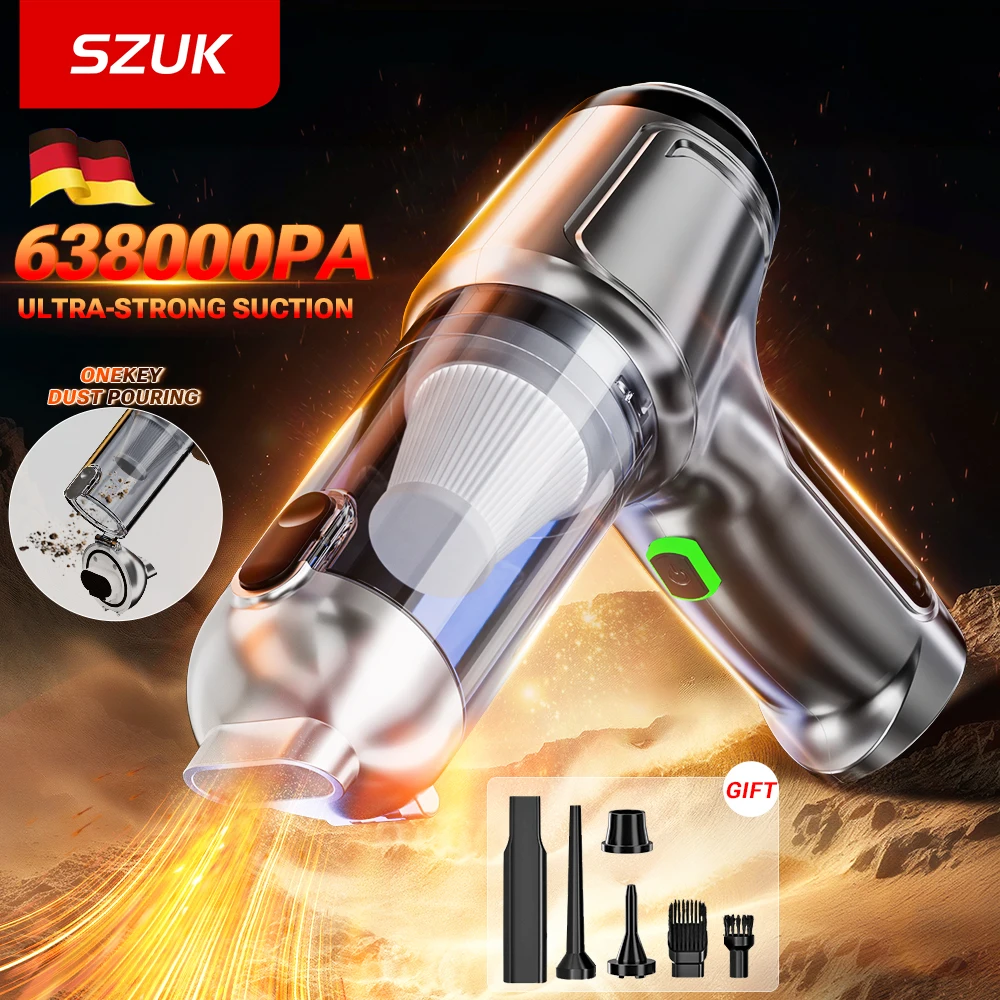

SZUK Car Vacuum Cleaner 638000PA Powerful Wireless Portable Cleaning Machine Strong Suction Mini Handheld Vacuum Cleaner for Car