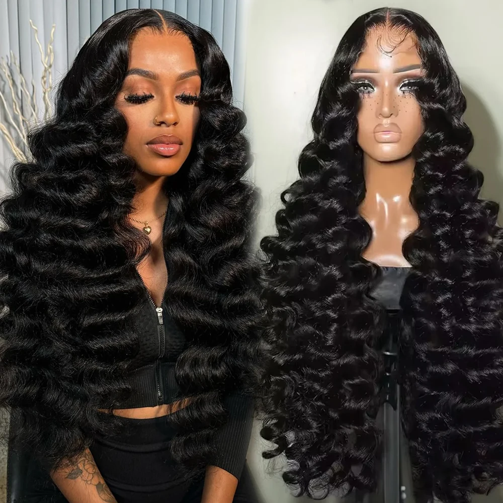 البرازيلي شعر بشري لعذراء فضفاض موجة عميقة 13x4 HD الدانتيل أمامي شعر مستعار بدون صمغ 30 40 بوصة 250% الكثافة الرطب والمموج فضفاض مجعد #1