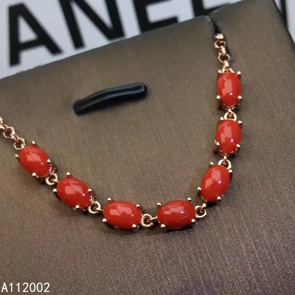 KJJEAXCMY fine jewelry natural red coral 925 sterling silver new women gemstone hand bracelet Girlfriend Party Birthday Christma