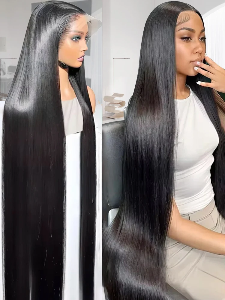 Melodie HD 13x6 220% Silky Bone Straight 40 42Inches Lace Front Human Hair Wigs Transparent Brazilian 13x4 Lace Frontal Remy Wig