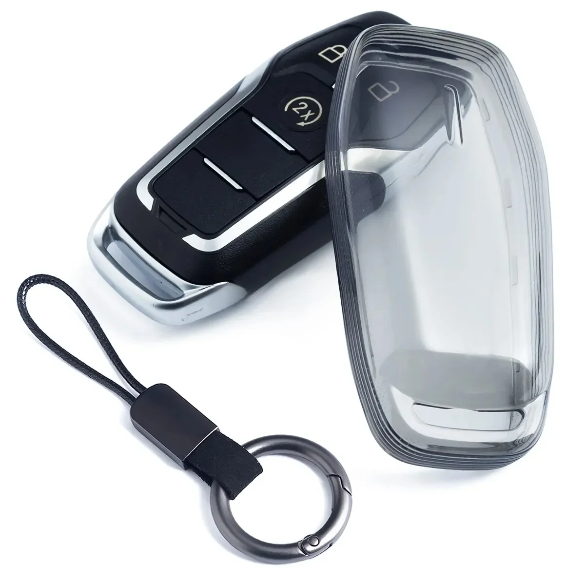 Black Transparent Smart Car Key Fob Case Cover Keychain For Ford Fusion Explorer Edge F150 Mustang Mondeo Lincoln MKZ MKC MKX