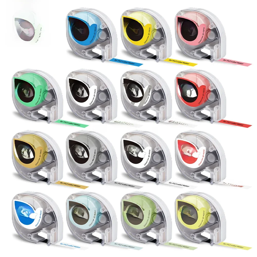 Ruban d'étiquettes P12 compatible avec les recharges Dymo LetraTag 200B, remplacement d'étiquettes LT-100H pour étiqueteuse Phomemo P12 PRO 12 mm x 4 m