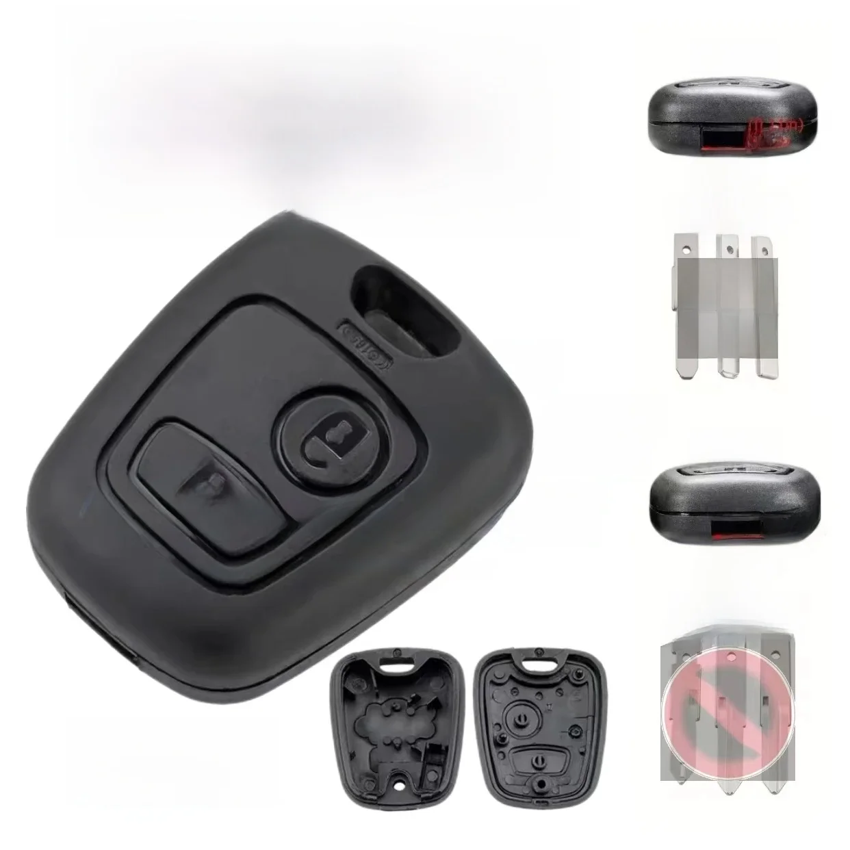 Coque de Remplacement pour Clé de Voiture à 2 lèvent, pour KIT 206, 207, 307, 408, 607, Cristaux en C1, C2, C3, C4, Xsara, Picasso