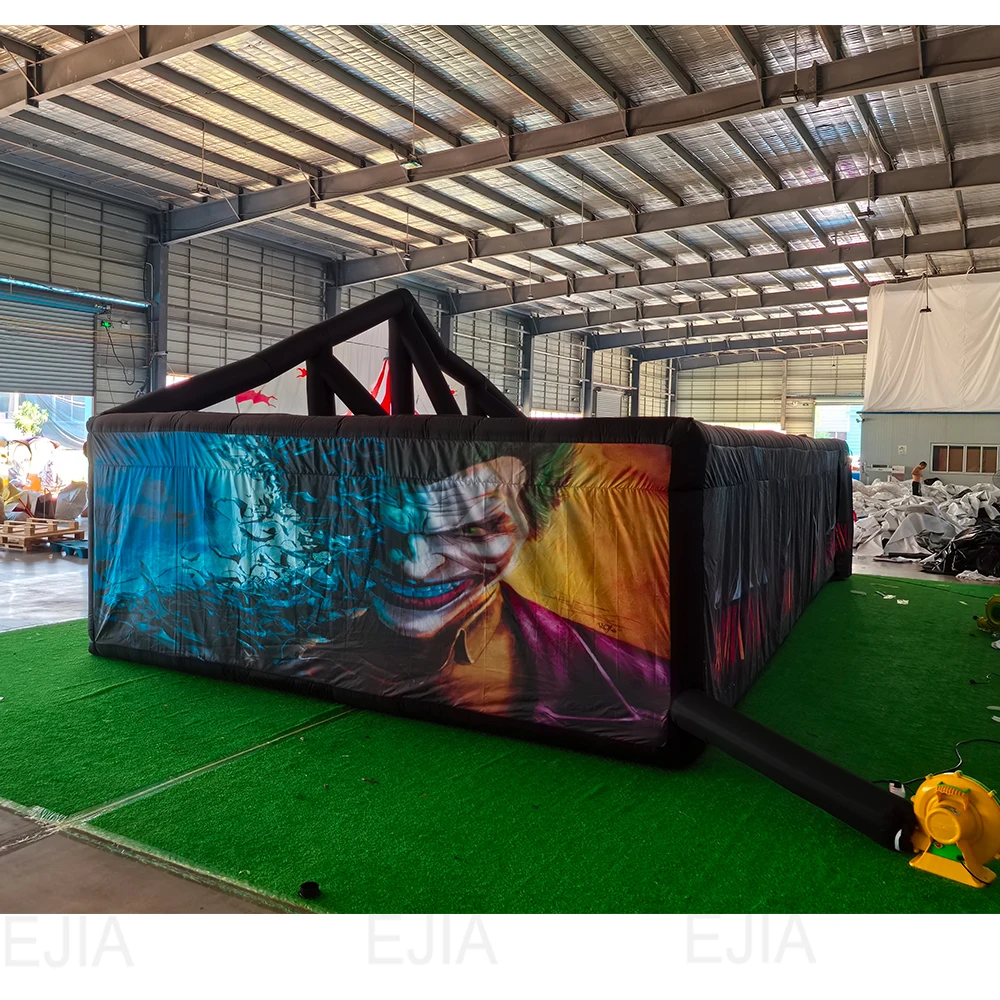 Maison hantée gonflable commerciale Portable personnalisée 10x5m, grand labyrinthe d'halloween en plein air, jeu de labyrinthe gonflable pour fête et événement