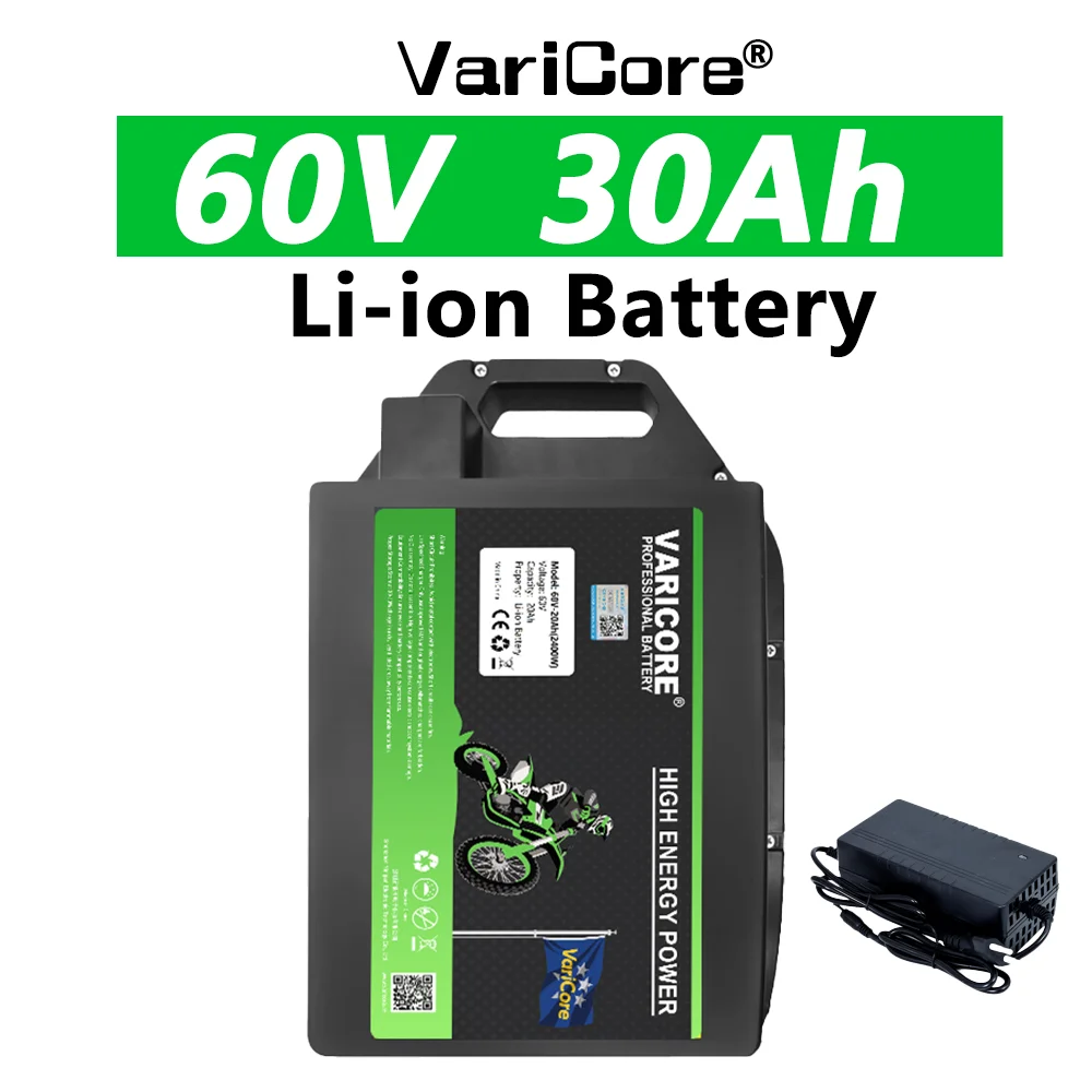 60V 30Ah 18650 Lithium-Akku-Pack Wiederaufladbarer Li-Ionen-Akku mit BMS-Schutz für E-Scooter Elektromotorrad Ersatzakku