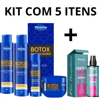 Kit Botox de Chuveiro e Spray Penteia Cabelos 10 em 1 Tratamento Intenso dos Cabelos e Brilho