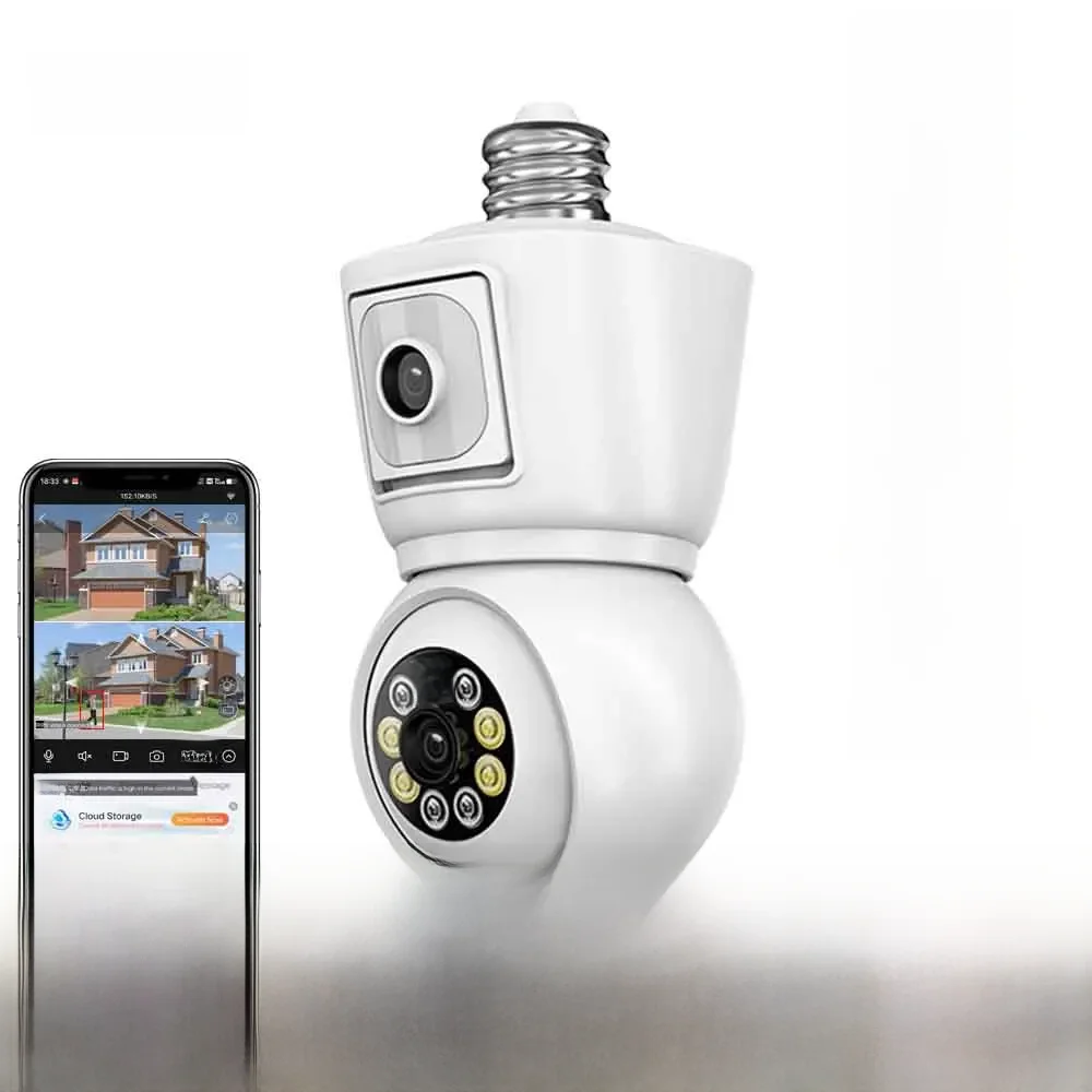 Icsee 4K 8mp E27 Lamp Wifi Camera Dual Lens Dual Screen Auto Tracking Tweeweg Audio Kleur Nachtzicht 4mp Bewakingscamera - afbeelding 2