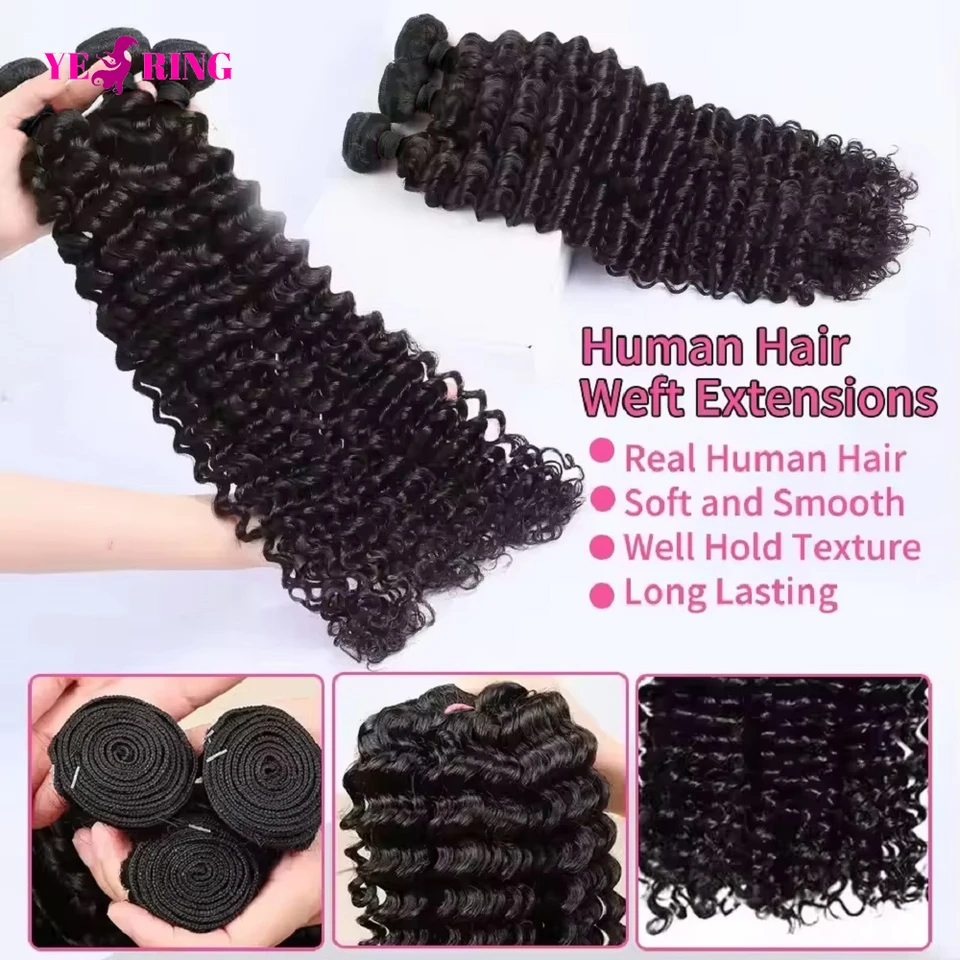 Paquetes de cabello humano natural Deep Wave 12A brasileño virgen rizado crudo extensiones 100% cabello humano entrega 2-5 días 4