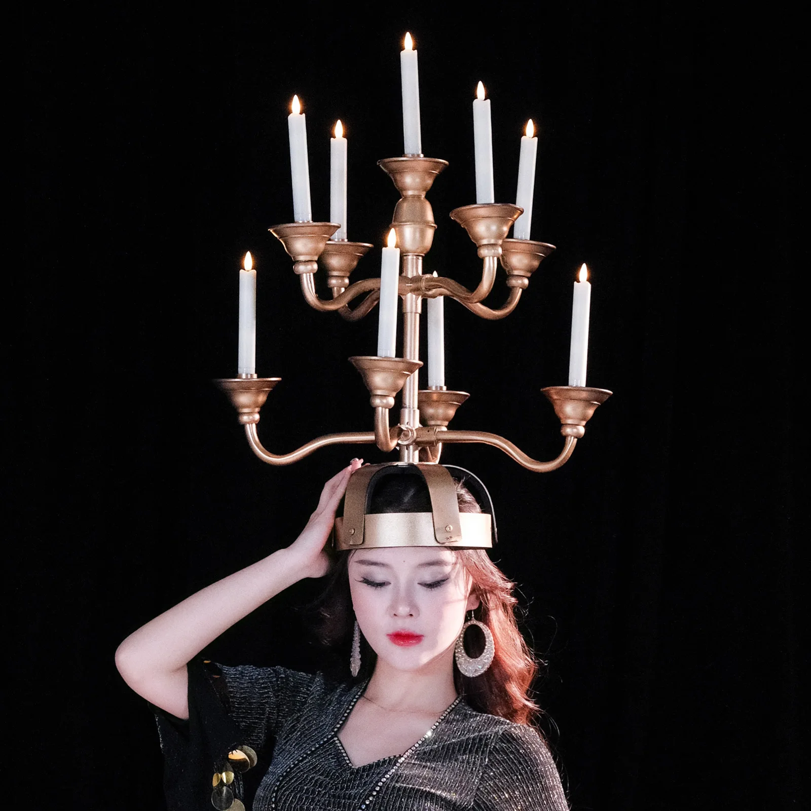 حامل شموع الرقص الشرقي شمعدان أنيق وخفيف الوزن ومتميز ملحقات الرقص الاحترافية على الرأس دعامة أداء المسرح