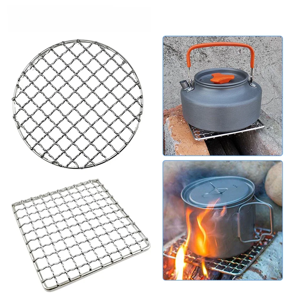 Poêle à bois pliable en acier inoxydable, gril portable, réchaud multifonction, barbecue de camping, filet T1