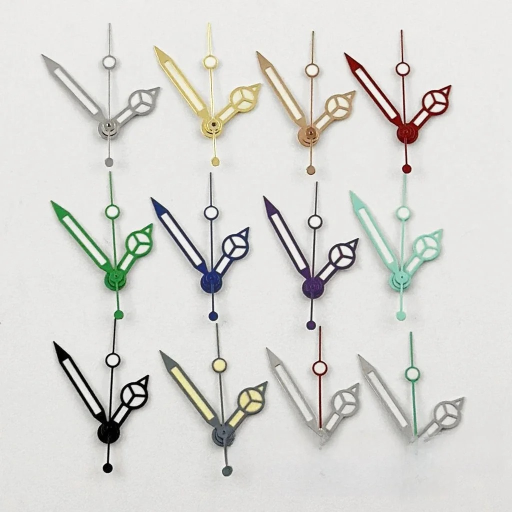 Aiguilles de montre NH35 Ghost Hands bleues, vertes et rouges, lumineuses, adaptées aux mouvements de montres NH35/NH36/4R/7S