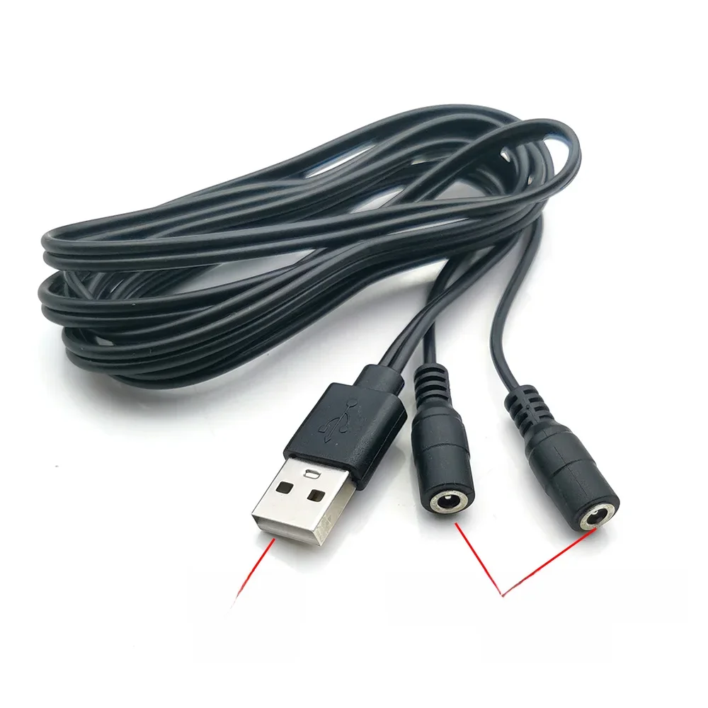 Kabel USB do podwójnego złącza DC 3.5x1.35mm żeńskiego, 1.4M, przewód do ładowania ogrzewanych ubrań, rękawic, rozdzielacz z wtyczką DC do ogrzewanych urządzeń. — zdjęcie 2