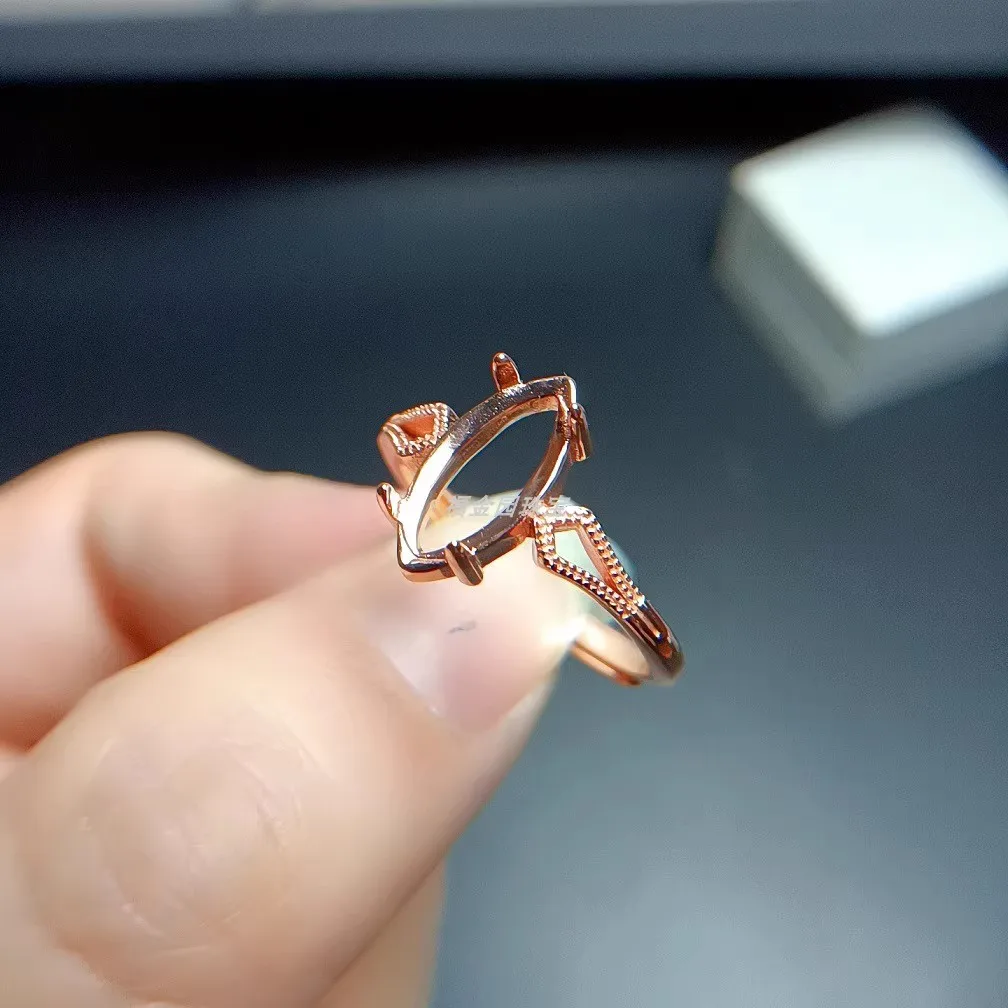 Boutique Jewelry New S925 Silver Ring Empty Toma Mesh 6 * 12mm Plated with 18K White Gold Rose Gold