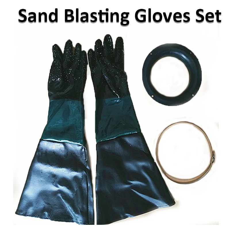 1Pair Sand Blasting Gloves 60cm Glove With Sealing Rubber Ring Sandblast Cabinet Parts Sand Blaster Gloves