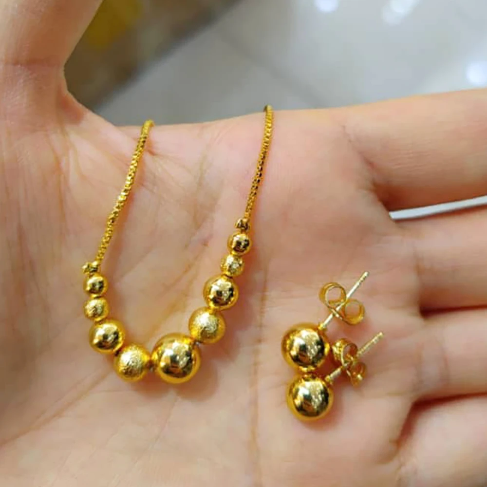 YM 2-teiliges Schmuckset für Frauen, Dubai, goldfarben, Kupfer, Halskette, Ohrringe, Anhänger für Frauen, Mädchen, Kinder, Modeschmuck, Accessoire, Geschenk 6