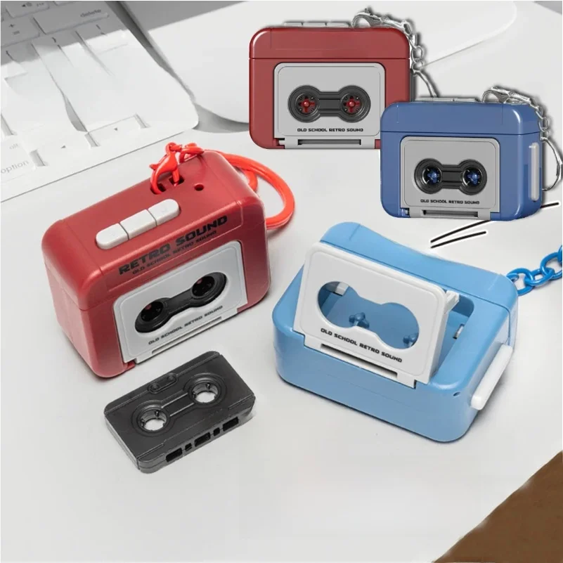 Porte-clés enregistreur rétro 15S, 1/2 pièces, Cassette enregistreur, pendentif de sac d'étudiant, cadeau pour Couple et amis
