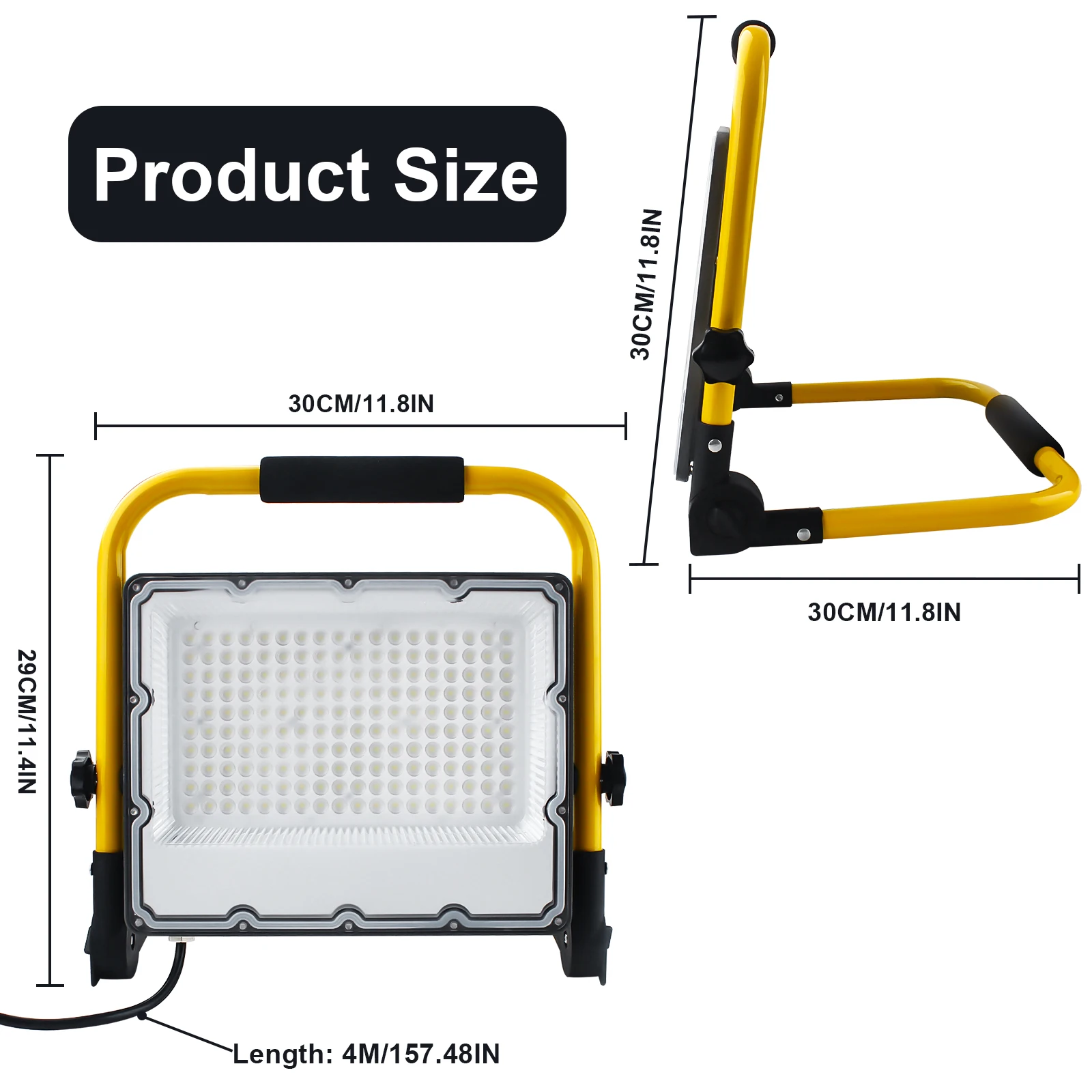 150W Led Bouw Spotlight Withstatief En 4M Kabel, Ip66 Waterdichte Werklamp Voor Werkplaats, Onderhoud Of Bouwplaats