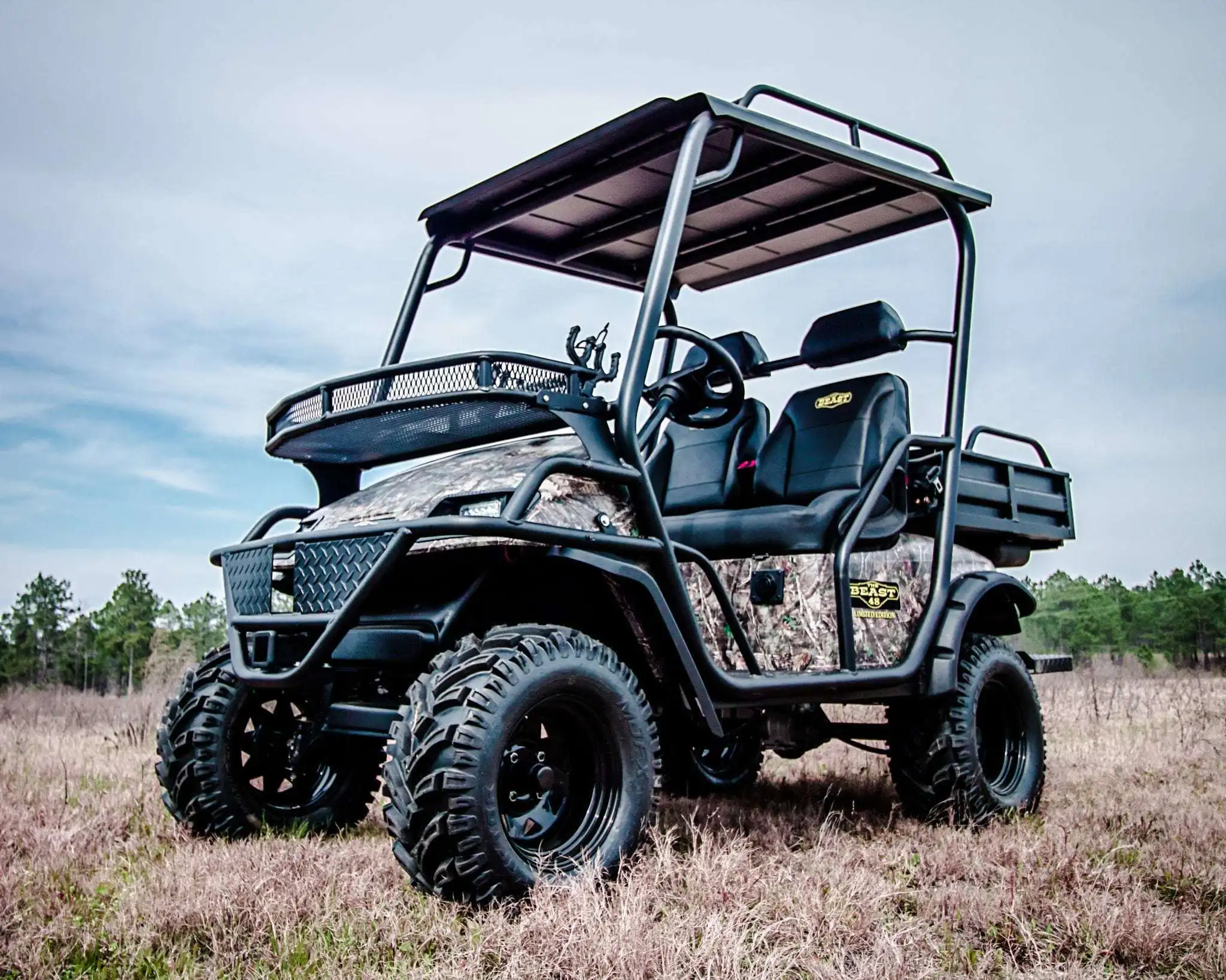 High Quality New Beast 48v Electric Limited Edition 2 Wheel and Drive Custom Lifted Hunting Golf Cart.On Stock