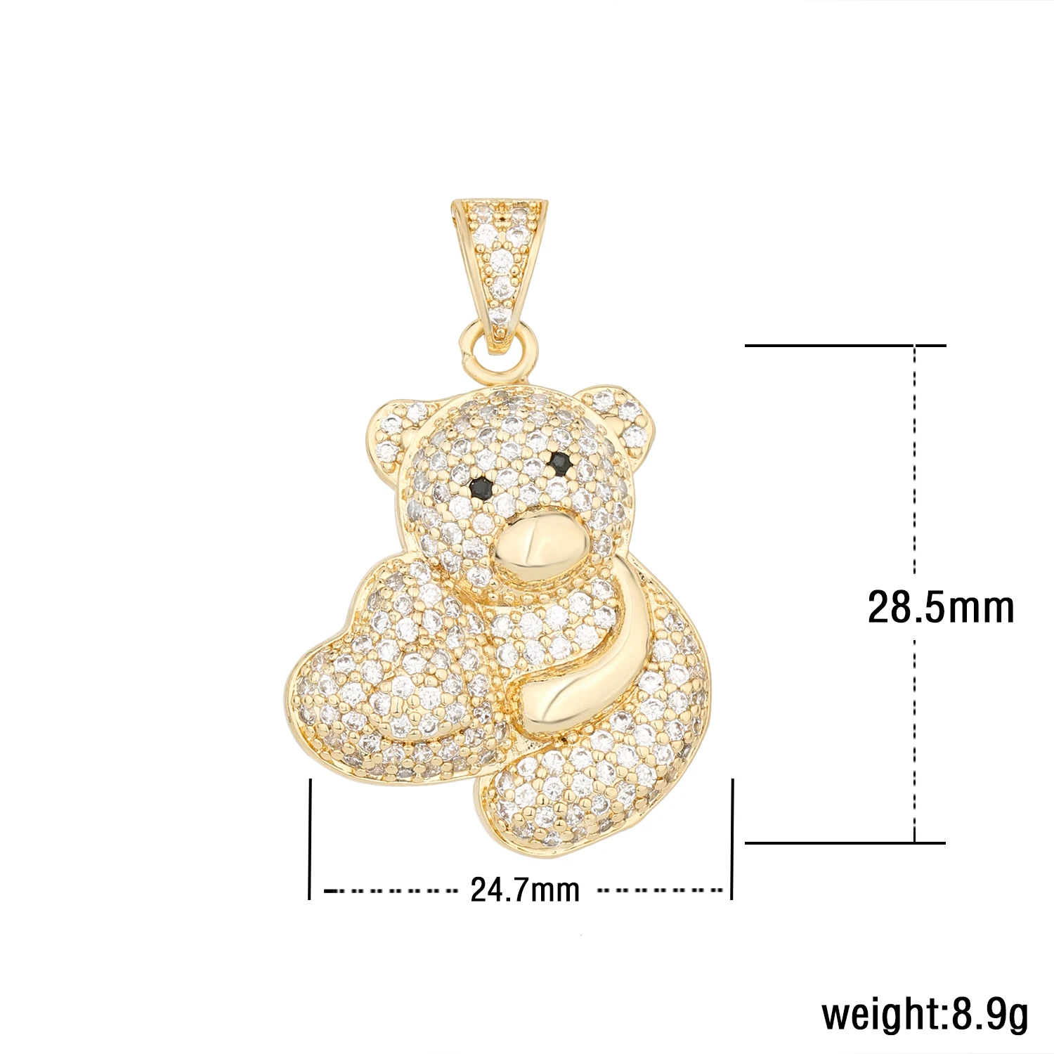 2024 New Color Diamond Bear Pendant Original Zircon Copper Material Teddy Bear Jewelry Gift Charm Send Friends Wholesale Price