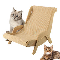 Sisal Cat Chair Wooden Lounge Chair Pet-Friendly Multi-Functional Scratcher Cat Scratch Chair for Home Kitten Grinding Cats Toys