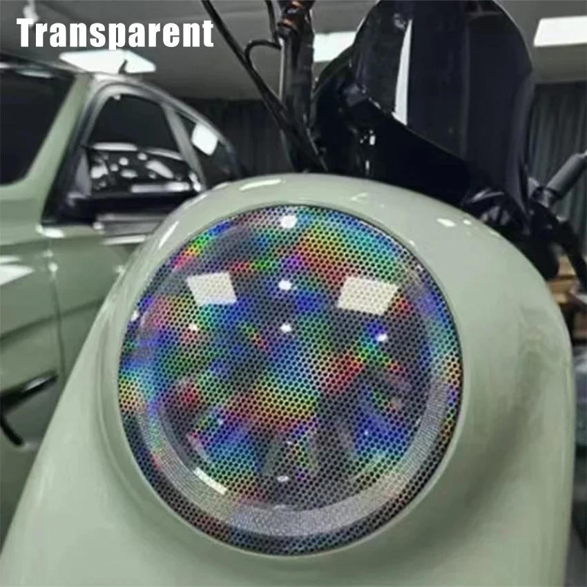 JDM Street Racing Laser Honeycomb Headlight Film VLT30% Chameleon Rainbow Car Light Tint Vinyl Wrap Protective PPF Sticker