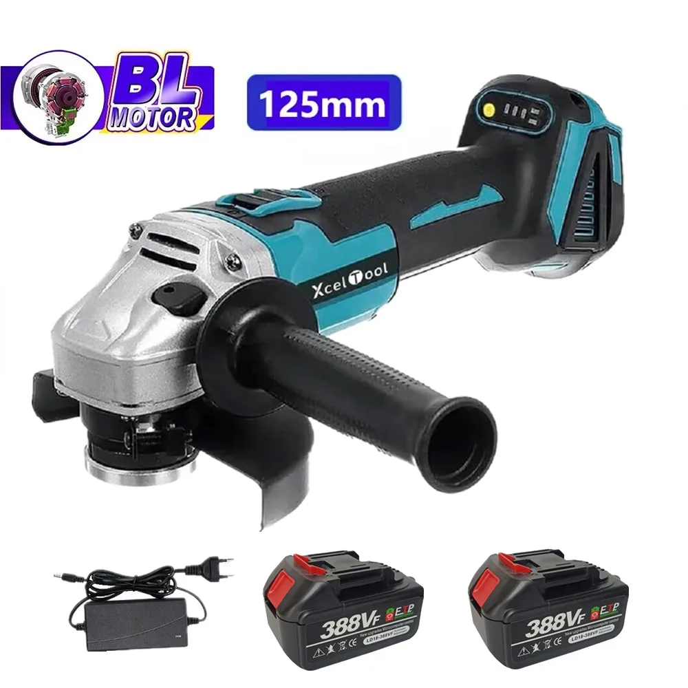 Meuleuse d'angle électrique sans fil 125 mm, 3 vitesses, outil de coupe pour le travail du bois, compatible avec la batterie Makita 18 V