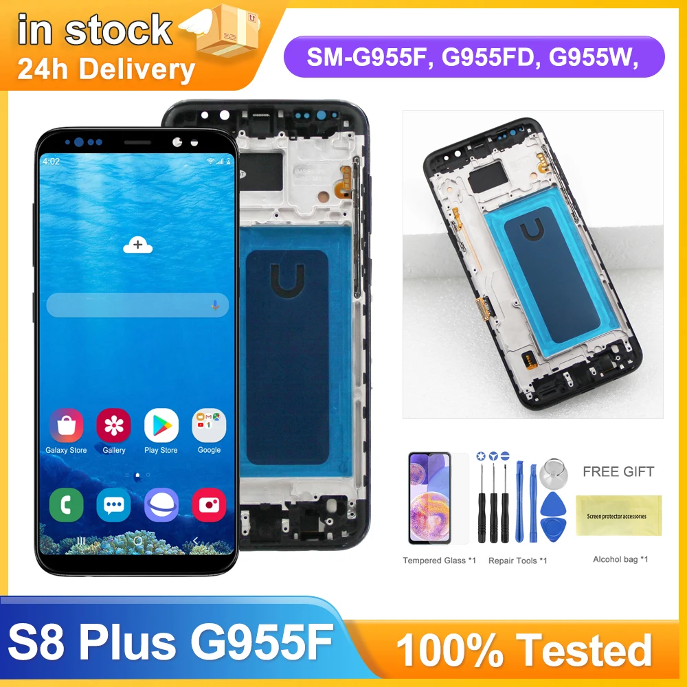 tft Screen for Samsung Galaxy S8+ S8 Plus G955 G955F G955FD Lcd Display Digital Touch Screen with Frame Assembly Replacments