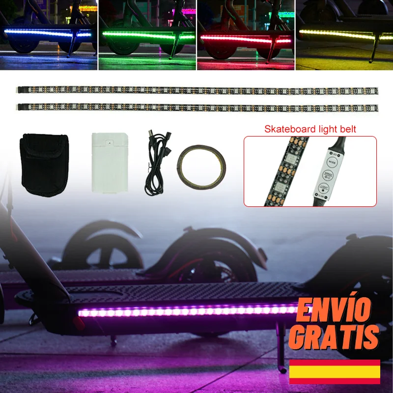 ✅Multicolor Waterproof Flashing Led Light Strip for Electric Scooter Xiaomi M365 / Pro 2 / 1S / Essential Lite / Mi 3 / Cecotec Bongo Serie A / Segway Ninebot Max G30 / Smartgyro Baggio / Ziro - Accessories