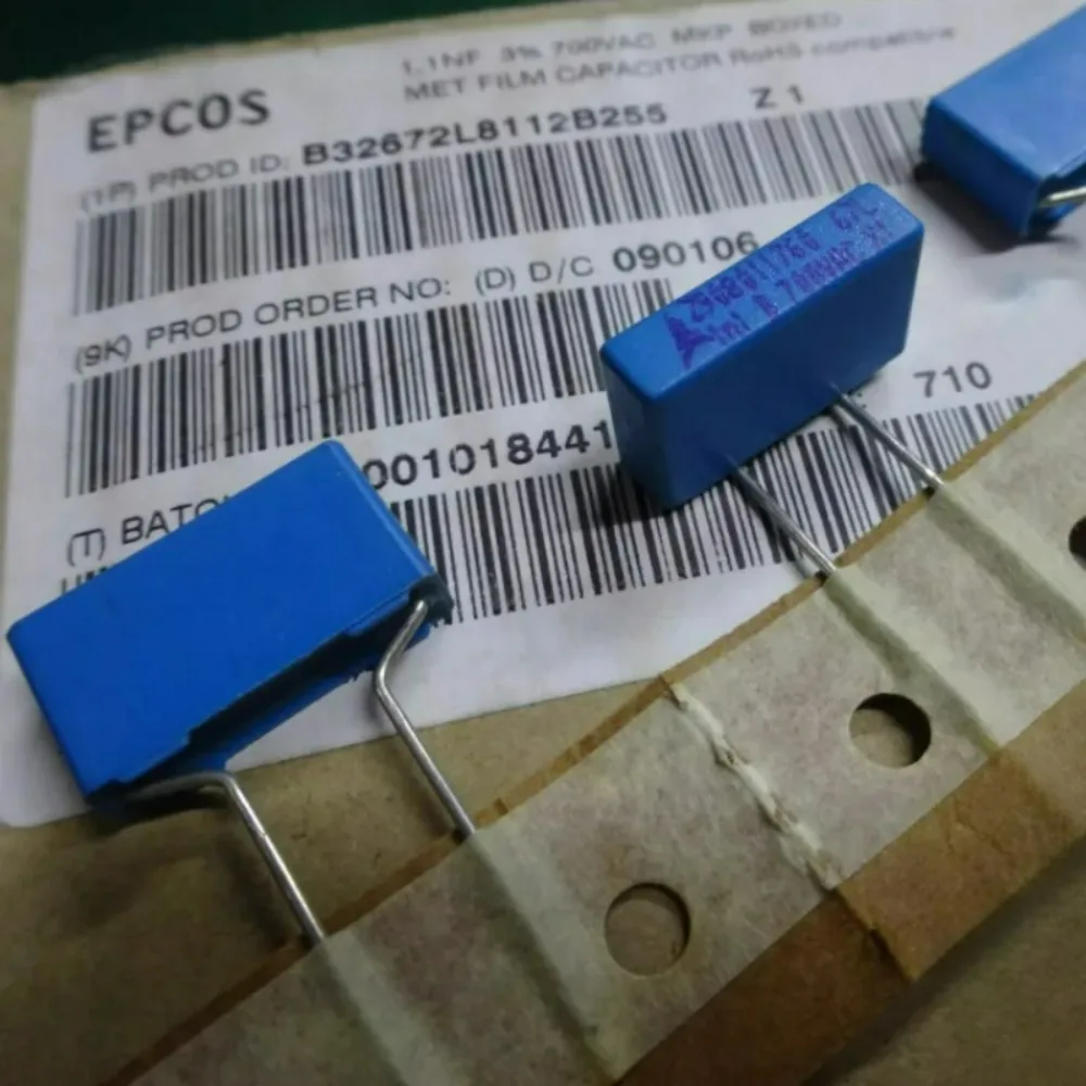 10pcs/lot EPCOS MKP 0.0011uf 700vAC 1.1nF 112 B Brand New 8mm Film Capacitor B32672L8112B (Custom Model)