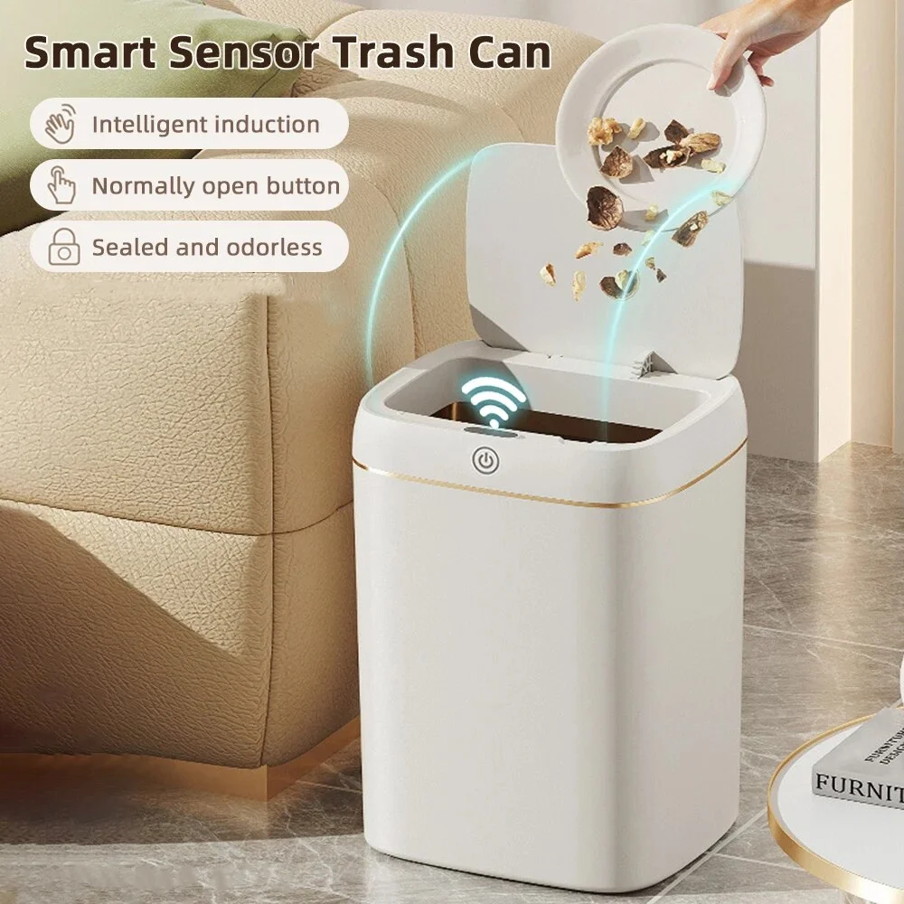 11/13L Smart Trash Can Automatic Sensor Trash Can With Lid Waterproof Bathroom Trash Bin Wastebasket Smart Home Recycle bin