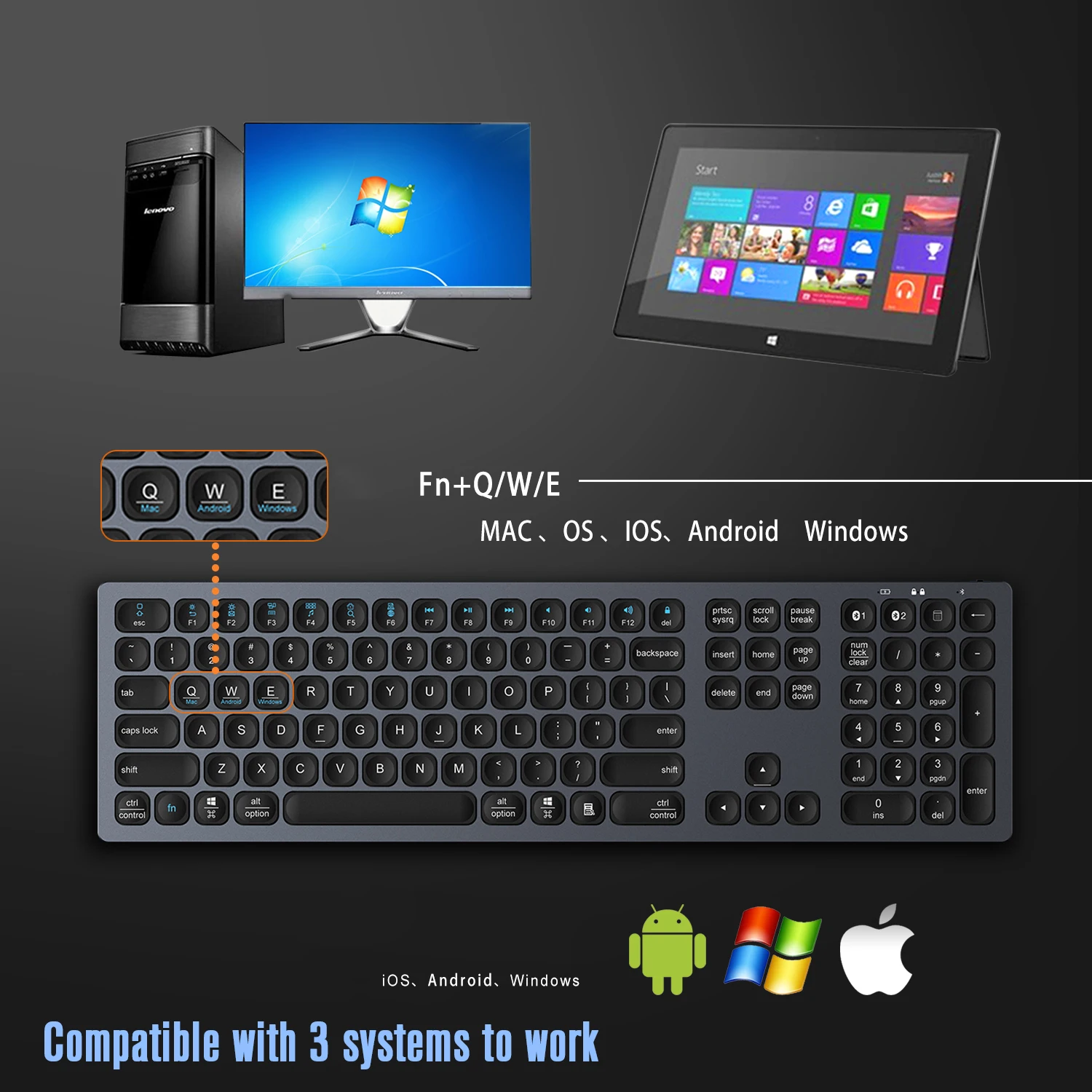 Ultra-thin Aluminum Alloy Dual-pass Bluetooth Keyboard MAC Keyboard IOS PC Android Home Office Keyboard TYPE-C