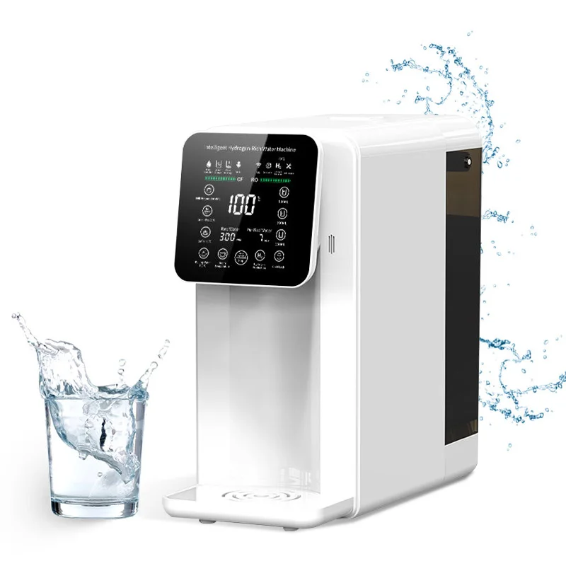 Electric Countertop Hydrogen Water Machine RO Reverse Osmosis Purifier Hot Cold Heating 5L Capacity Plastic Housing Household