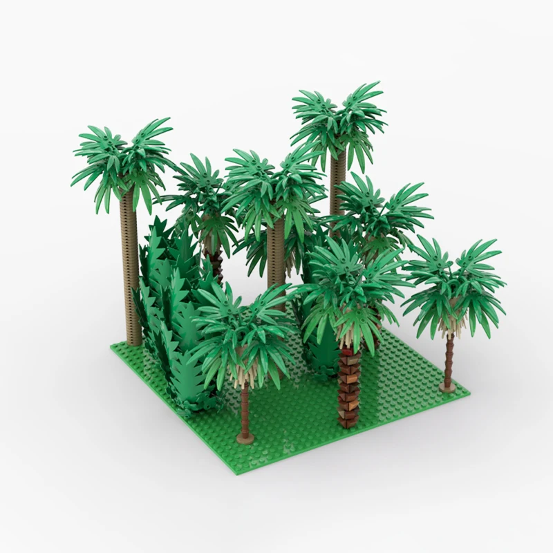 City Street View Greening Park Plant Series Tropical Tree Pack MOC Building Block Puzzle Assembly Model Decoration Brick Toys