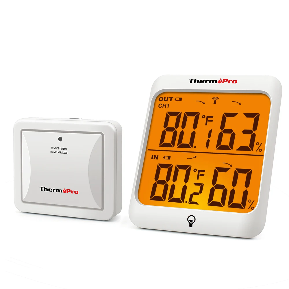 ThermoPro TP63C bezprzewodowy 60m kryty zewnętrzny cyfrowy termometr pokojowy higrometr do domowej stacji pogodowej podświetlany wyświetlacz