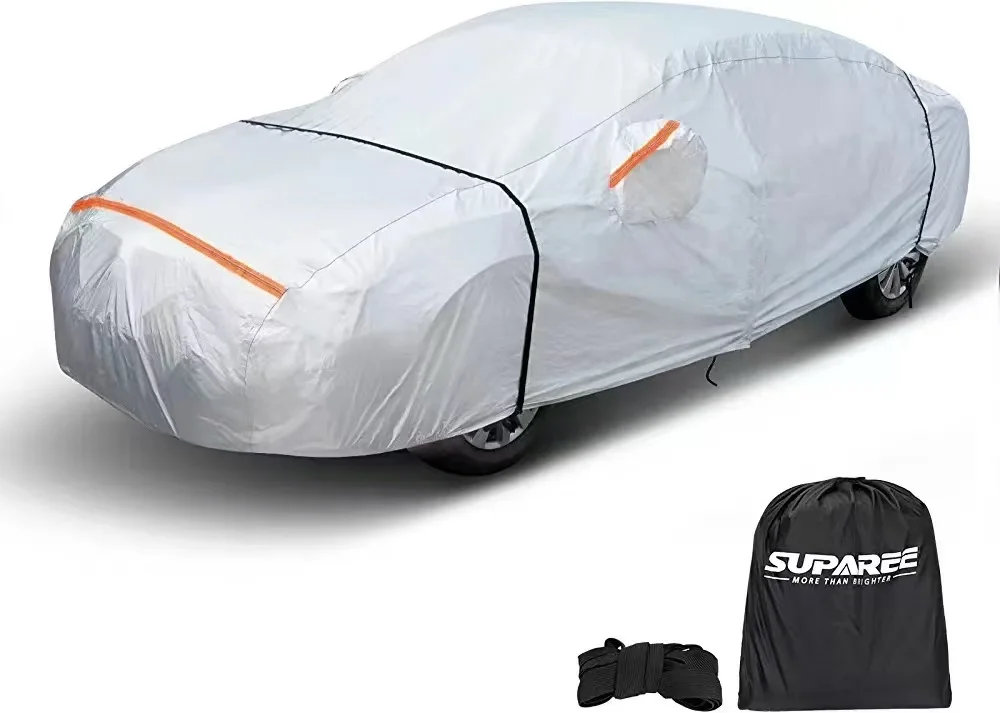 Funda para Coche Kayme, Cubierta Impermeable Transpirable de 6 Capas, Protección Completa contra Sol, Granizo, Rayos UV, Nieve, Polvo, con Cremallera, Universal 500cm * 150cm * cm