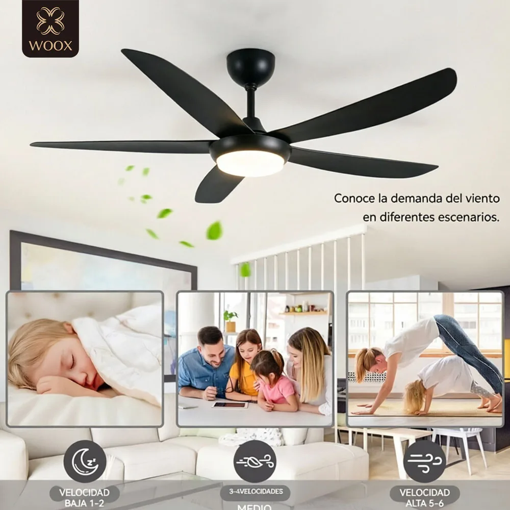 Ventiladores de techo modernos de 40" con luz, control remoto, 6 niveles, ventilador silencioso Health Leaf, cuidado… — oferta en AliExpress